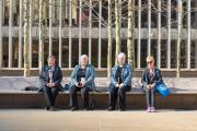 Waiting for performance at Lincoln Centre in the sun